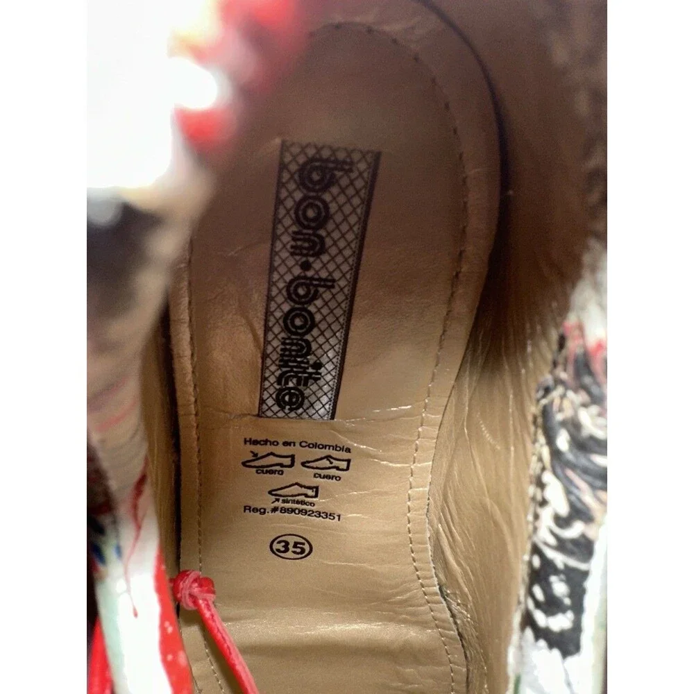 Bon Bonite Espadrille Lace-Up Sneakers- Floral & Abstract Print, Handmade SZ 35